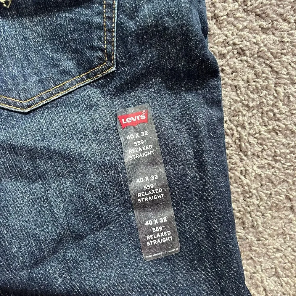 NEW Levi’s 599 Relaxed Straight Jeans Denim Dark Wash Mens 40x32